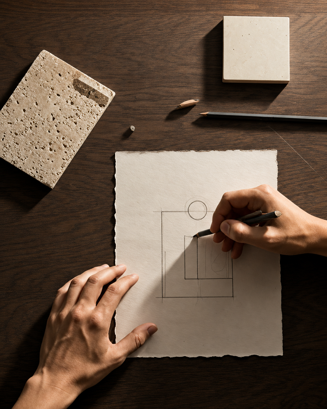 Bath Atelier drawing and materials